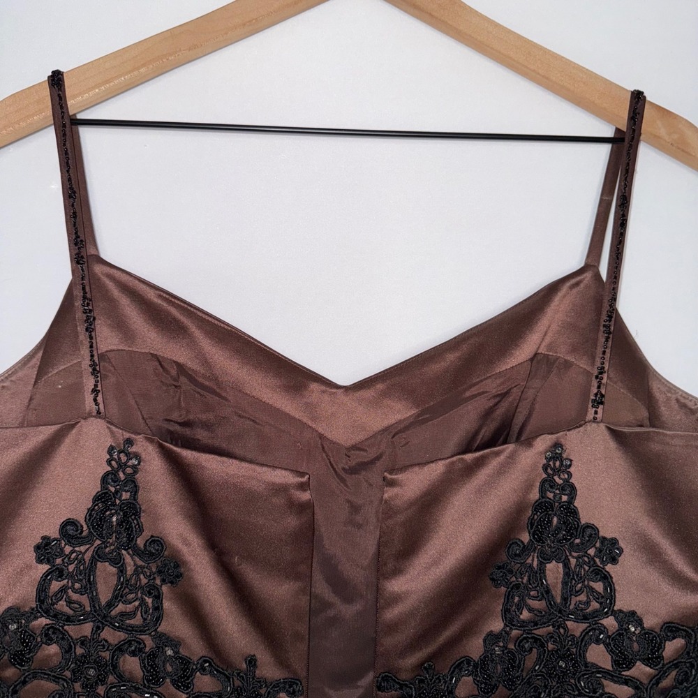 Vintage Dark Beaded Chocolate Donna Gray Formal Gown Evening Dress Floor‎ Length - Picture 13 of 13